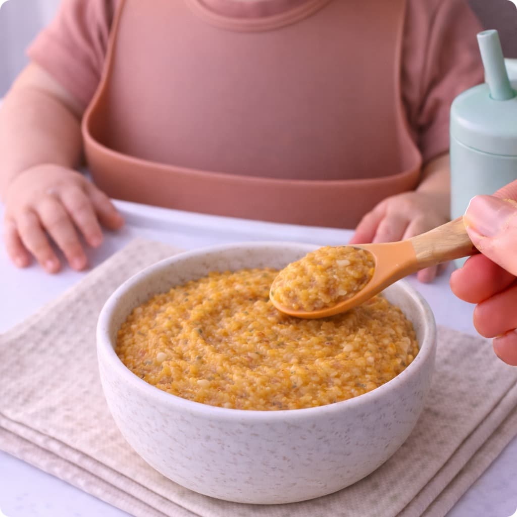 Purée bœuf, potiron et orge