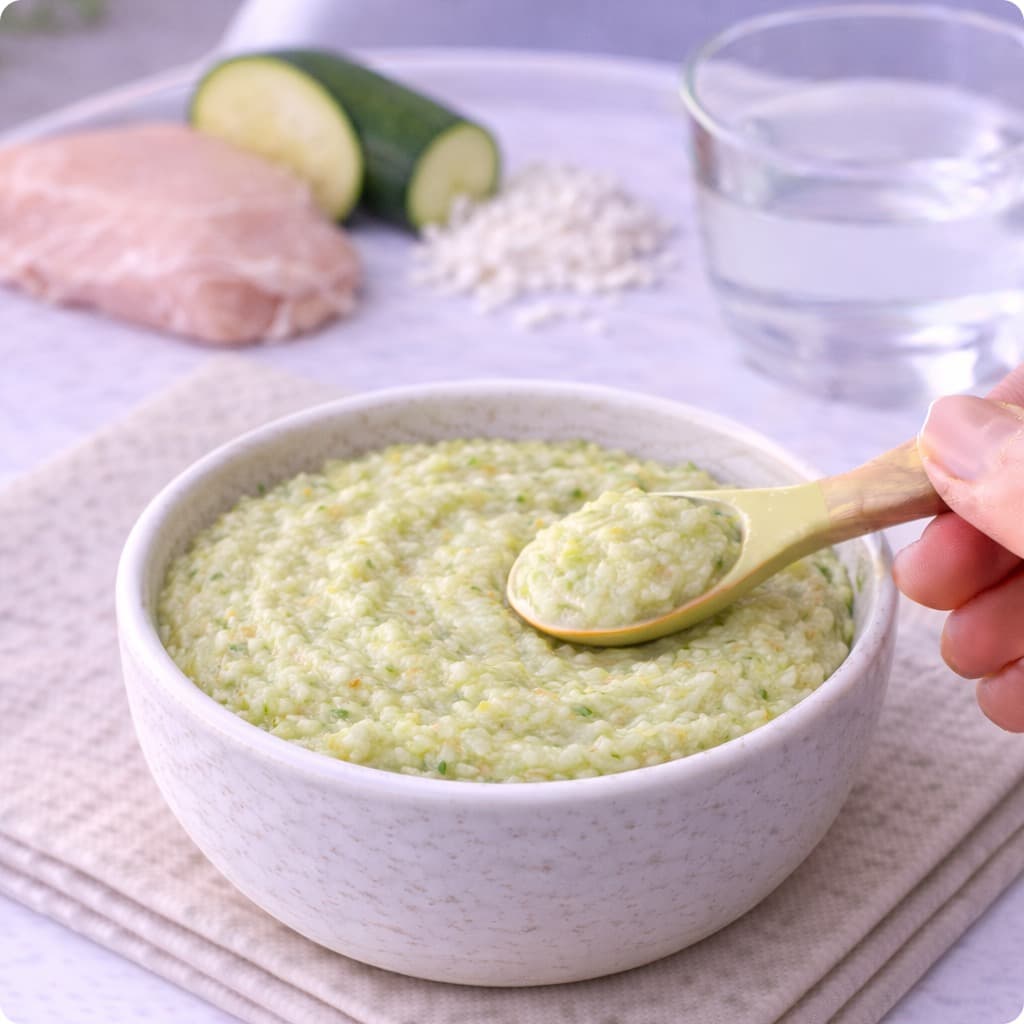 Purée poulet, courgette et riz