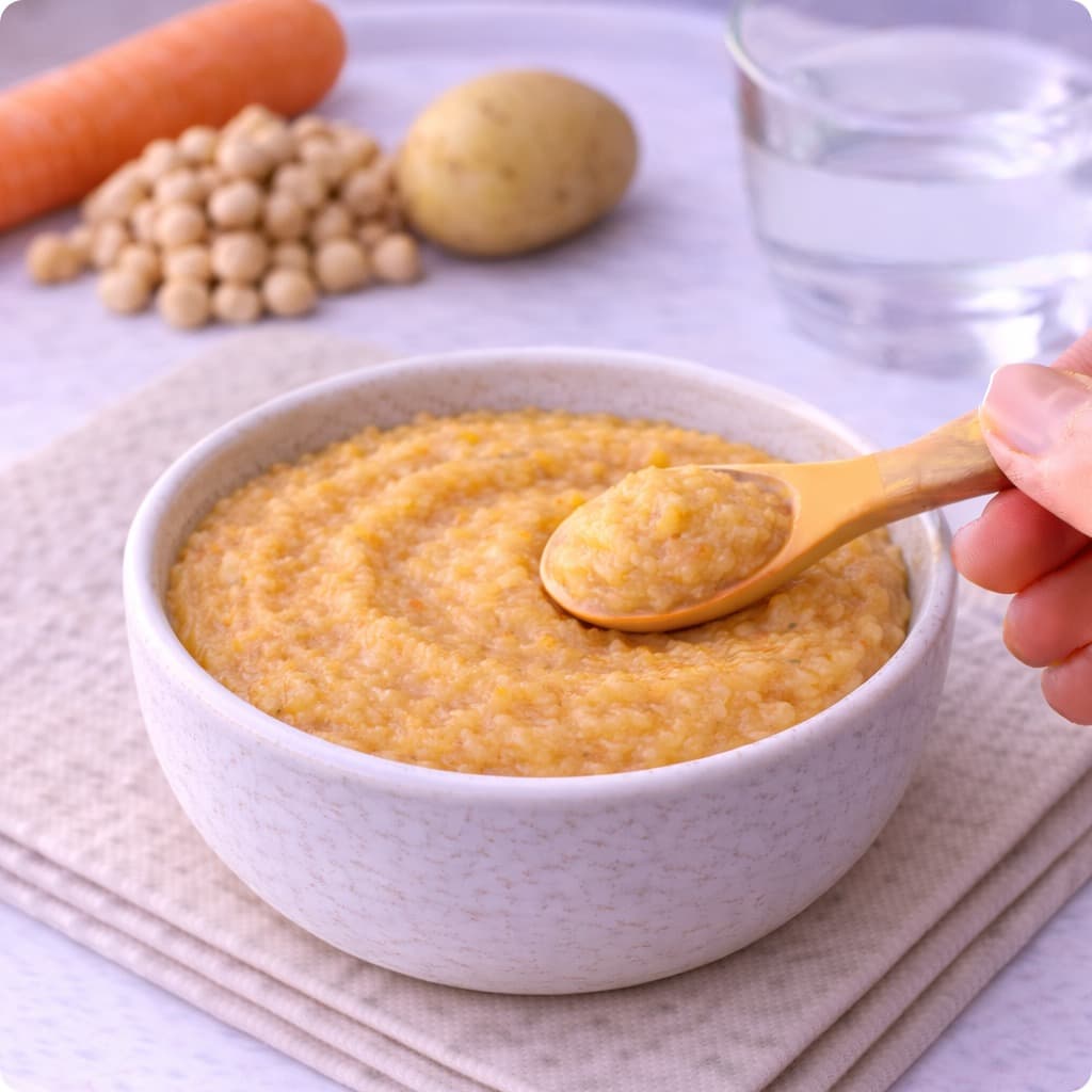 Purée pois chiches, carotte et pomme de terre