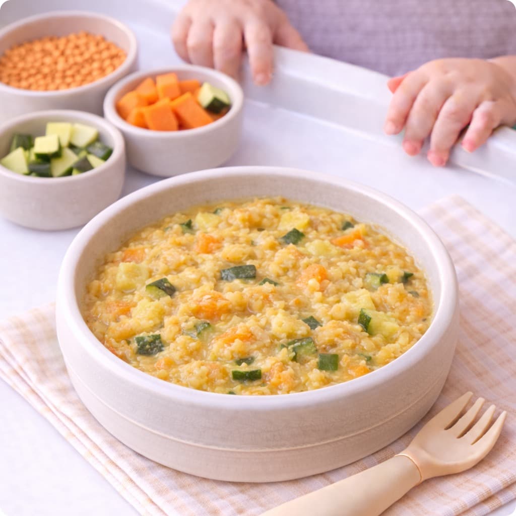 lentilles corail et Patate douce et Courgette Cream