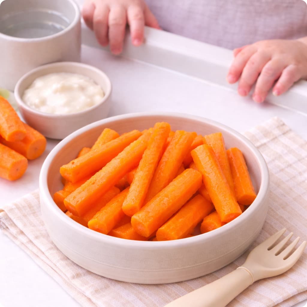 Tendre Steamed Carotte Sticks