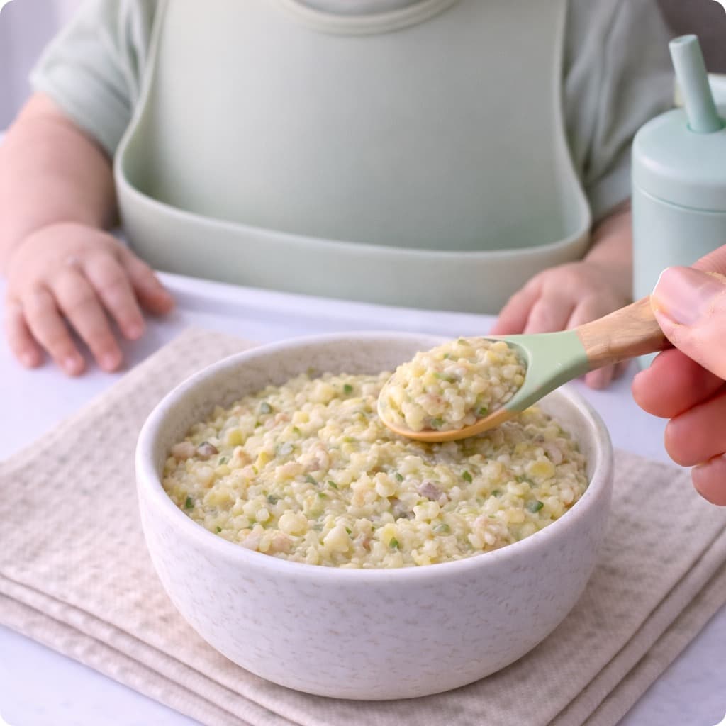 Purée dinde, courgette et pâtes étoiles