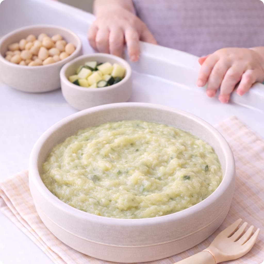 White Haricots et Courgette et Pomme de terre Puree