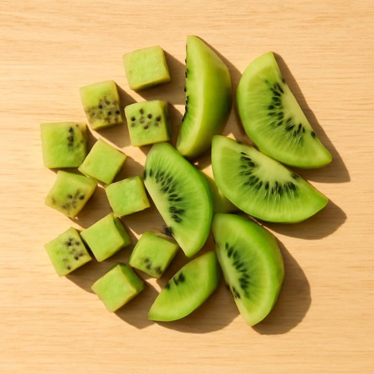 Piezas de kiwi pelado adecuadas para alimentación complementaria dirigida por el bebé de 9 meses