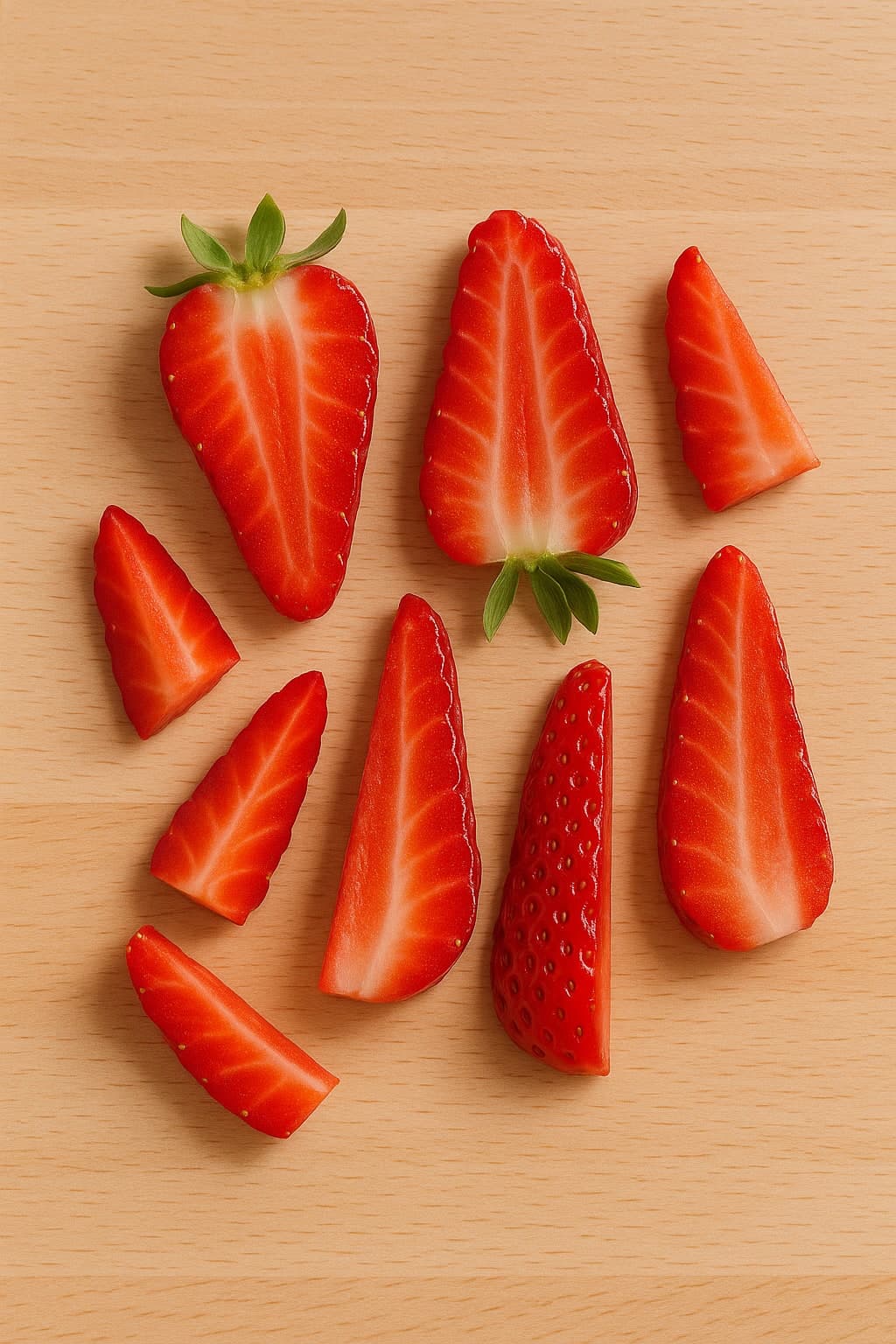 cómo cortar fresas para baby led weaning - lonchas de fresa para bebé de 6 meses