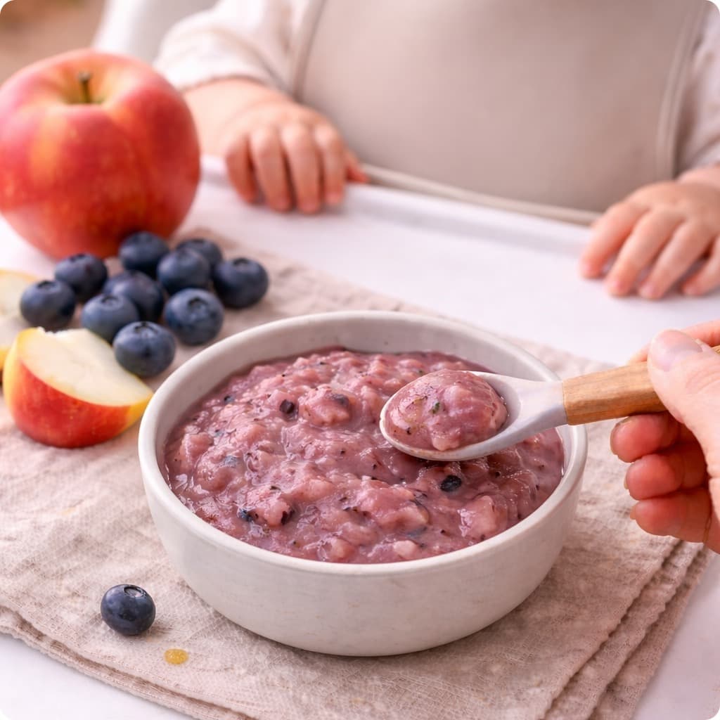Puré de manzana y arándanos