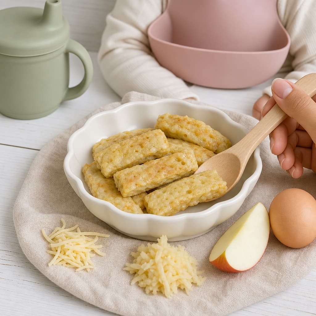 Мягкие квадратные кусочки с яблоком и сыром