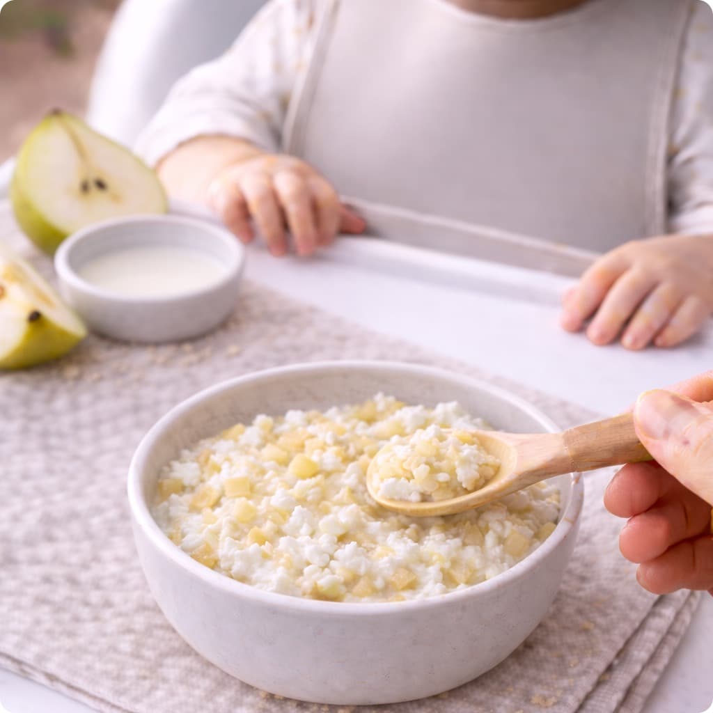 Purée fromage blanc poire