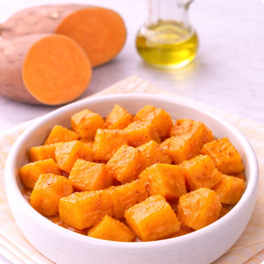 Cubes de patate douce tendres
