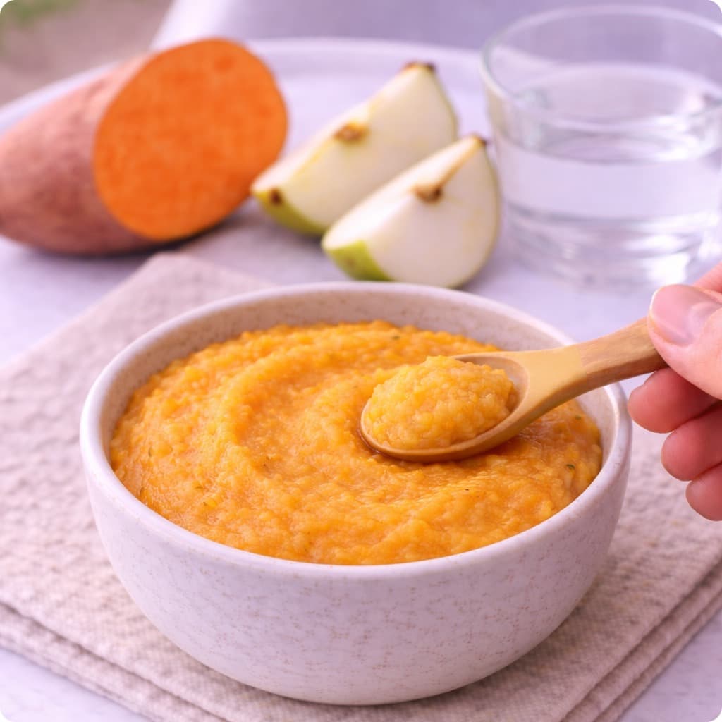 Purée patate douce et poire